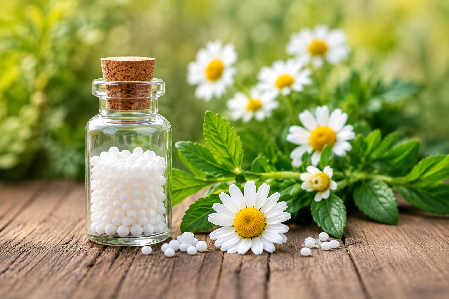 Homeopathic medicine with natural flowers