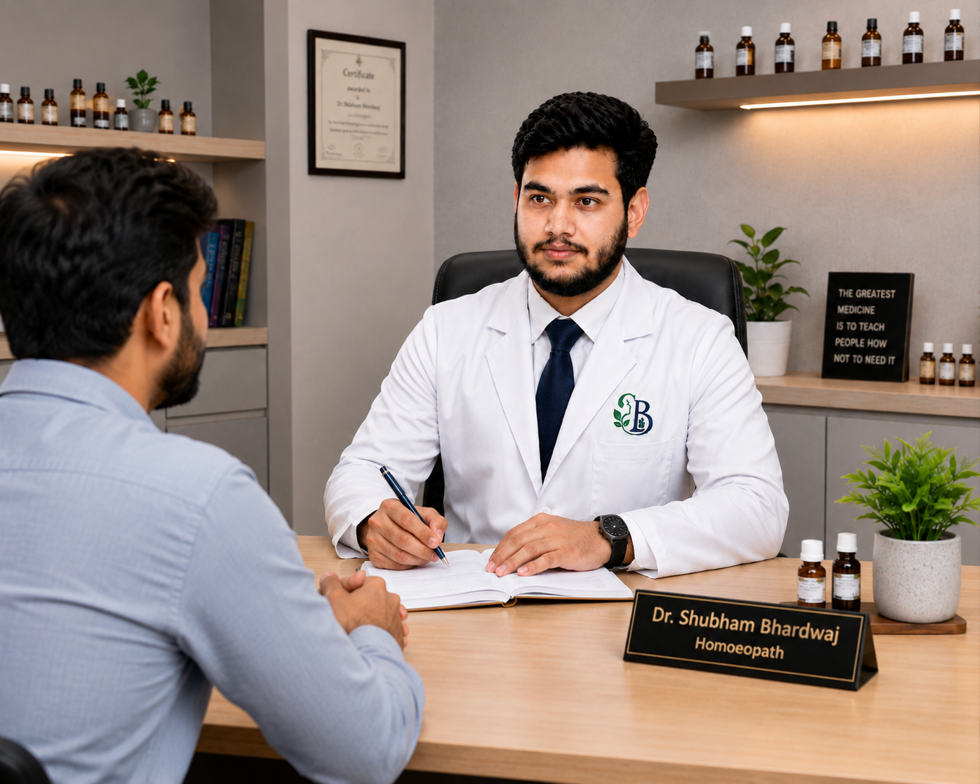 Doctor consulting patient for allergy care